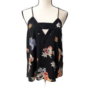 Express Chiffon Cami | Floral Lace Trim Keyhole Racerback Tank Top | M